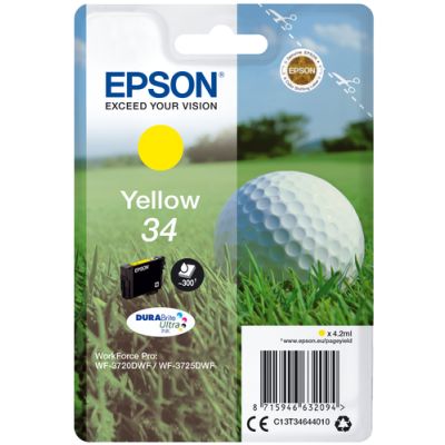 Epson Golf ball Singlepack Yellow 34 DURABrite Ultra Ink, Normaal rendement, Inkt op pigmentbasis, 4