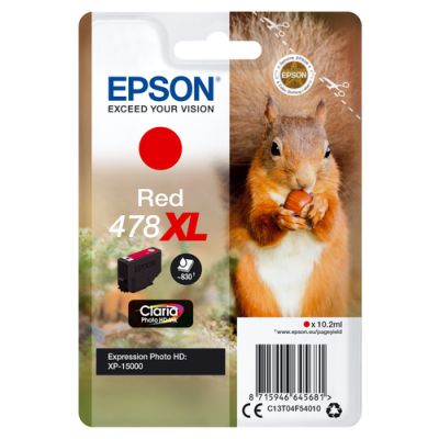 Epson Squirrel Singlepack Red 478XL Claria Photo HD Ink, Hoog (XL) rendement, Pigmentgebaseerde inkt