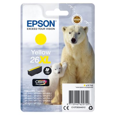 Epson Polar bear Singlepack Yellow 26XL Claria Premium Ink, Hoog (XL) rendement, Inkt op pigmentbasi