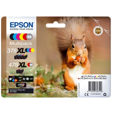Epson Squirrel Multipack 6-colours 378XL / 478XL Claria Photo HD Ink, Hoog (XL) rendement, 11,2 ml, 9,3 ml, 1 stuk(s), Multi-verpakking
