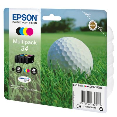 Epson Golf ball Multipack 4-colours 34 DURABrite Ultra Ink, Normaal rendement, Inkt op pigmentbasis,