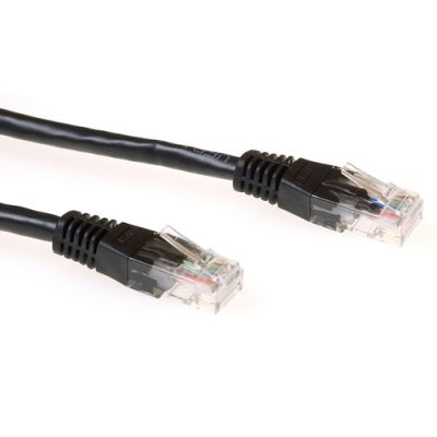 ACT Zwarte 1 meter U/UTP CAT6 patchkabel met RJ45 connectoren
