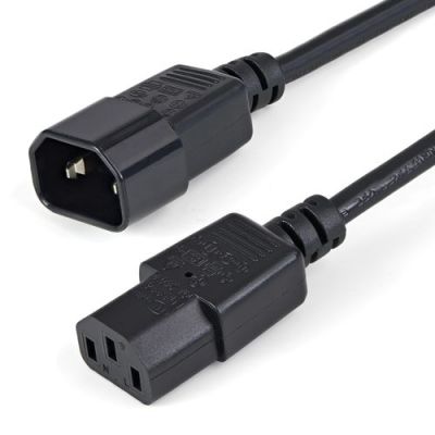StarTech.com 1m Stroom Verlengkabel, C14 naar C13 Voedingskabel, 10A 125V, 18AWG, Computer Stroomkab