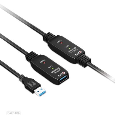 CLUB3D USB 3.2 Gen1 Active Repeater Cable 15m/ 49.2 ft M/F 28AWG, 15 m, USB A, USB A, USB 3.2 Gen 1 (3.1 Gen 1), Zwart