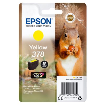 Epson Squirrel Singlepack Yellow 378 Claria Photo HD Ink, Normaal rendement, Inkt op pigmentbasis, 4