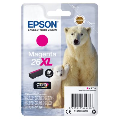 Epson Polar bear Singlepack Magenta 26XL Claria Premium Ink, Hoog (XL) rendement, Inkt op pigmentbas