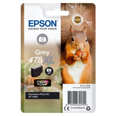 Epson Squirrel Singlepack Grey 478XL Claria Photo HD Ink, Hoog (XL) rendement, Pigmentgebaseerde ink