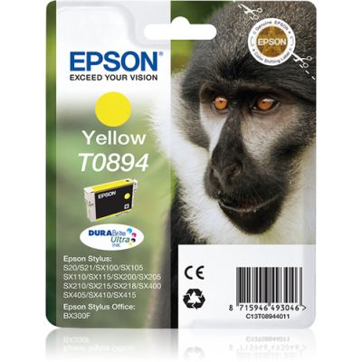 Epson Monkey Singlepack Yellow T0894 DURABrite Ultra Ink, Inkt op pigmentbasis, 1 stuk(s)