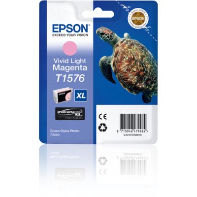 Epson Turtle T1576 Vivid Light Magenta, Hoog (XL) rendement, Inkt op pigmentbasis, 25,9 ml, 2300 pag
