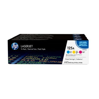 HP 125A originele cyaan/magenta/gele LaserJet tonercartridge, 3-pack, 1400 pagina's, Cyaan, Magenta,