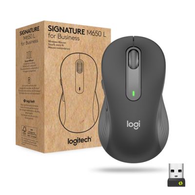 Logitech Signature M650 for Business, Rechtshandig, Optisch, RF-draadloos + Bluetooth, 4000 DPI, Gra