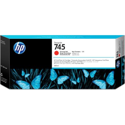 HP 745 chromatisch rode DesignJet inktcartridge, 300 ml, Hoog (XL) rendement, Inkt op pigmentbasis,