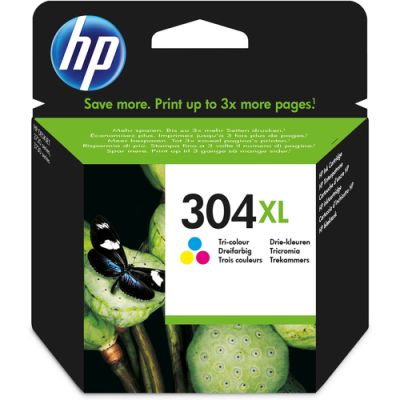 HP 304XL originele drie-kleuren inktcartridge, Hoog (XL) rendement, Pigmentgebaseerde inkt, 7 ml, 30