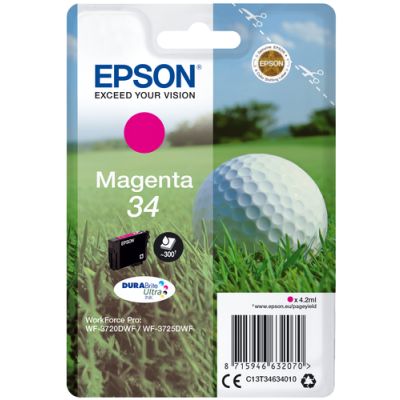 Epson Golf ball Singlepack Magenta 34 DURABrite Ultra Ink, Normaal rendement, Inkt op pigmentbasis,