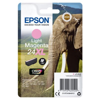 Epson Elephant Singlepack Light Magenta 24XL Claria Photo HD Ink, Inkt op pigmentbasis, 9,8 ml, 740