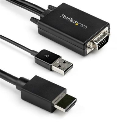 StarTech.com VGA naar HDMI kabel adapter USB-voeding 1080p 2 m, 2 m, USB Type-A + VGA (D-Sub), HDMI