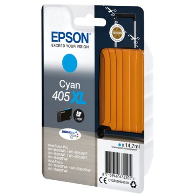 Epson Singlepack Cyan 405XL DURABrite Ultra Ink, Hoog (XL) rendement, 14,7 ml, 1 stuk(s), Enkele ver