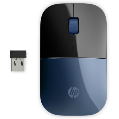 HP Z3700 blauwe draadloze muis, Ambidextrous, Optisch, RF Draadloos, 1200 DPI, Zwart, Blauw