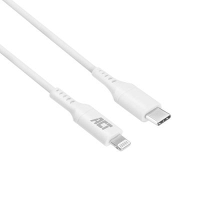 ACT AC3014, 1 m, Lightning, USB C, Mannelijk, Mannelijk, Wit