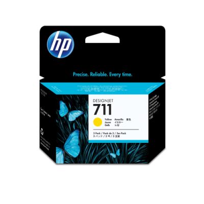 HP 711 gele DesignJet inktcartridges, 29 ml, 3-pack, Inkt op pigmentbasis, 29 ml, 3 stuk(s), Multi-v