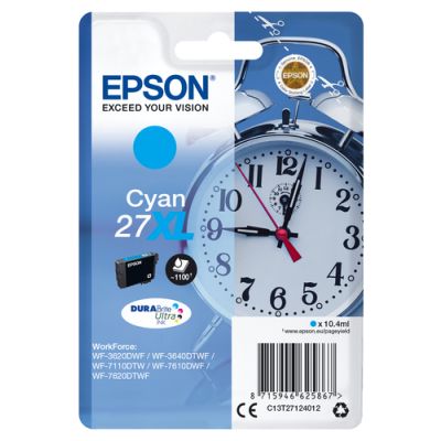 Epson Alarm clock Singlepack Cyan 27XL DURABrite Ultra Ink, Hoog (XL) rendement, 10,4 ml, 1100 pagin