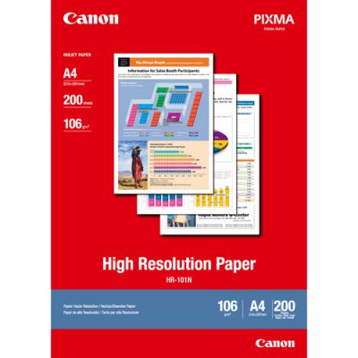 Canon High Resolution Paper A4 - 200 vel, Inkjetprinten, A4 (210x297 mm), 200 vel, 106 g/m², Wit, 20