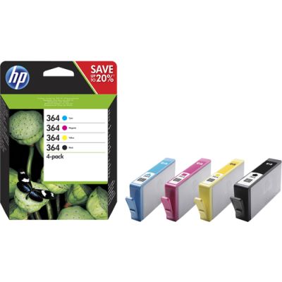 HP 364 originele zwart/cyaan/magenta/gele inktcartridges, 4-pack, Normaal rendement, Inkt op pigment