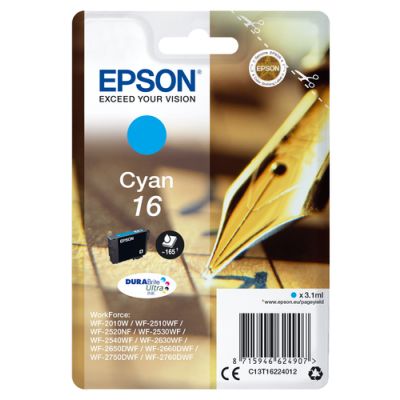 Epson Pen and crossword Singlepack Cyan16 DURABrite Ultra Ink, 3,1 ml, 165 pagina's, 1 stuk(s)