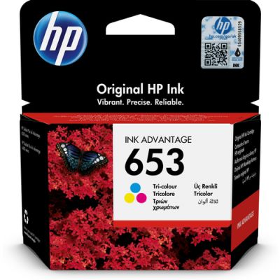 HP 653 originele Advantage drie-kleuren inktcartridge, Normaal rendement, Pigmentgebaseerde inkt, 5