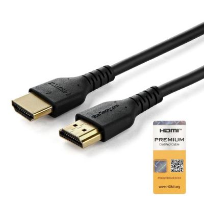 StarTech.com 1 m Premium Gecertificeerde HDMI 2.0 Kabel met Ethernet, Duurzame High Speed UHD 4K 60H