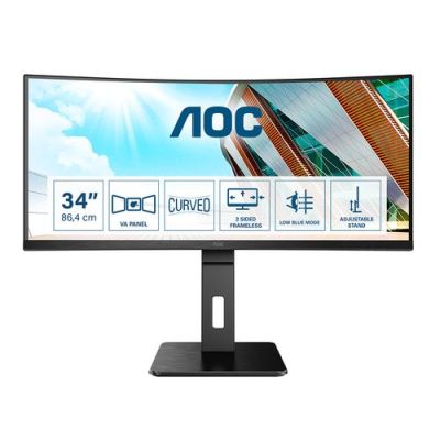AOC P2 CU34P2A, 86,4 cm (34"), 3440 x 1440 Pixels, Quad HD, LED, 1 ms, Zwart