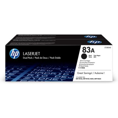 HP 83A originele zwarte LaserJet tonercartridge, 2-pack, 3000 pagina's, Zwart, 2 stuk(s)