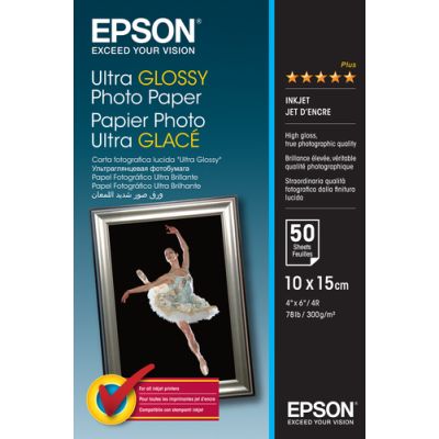 Epson Ultra Glossy Photo Paper - 10x15cm - 50 Vellen, Glans, 300 g/m², 50 vel, - Expression Premium