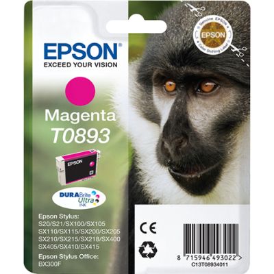 Epson Monkey Singlepack Magenta T0893 DURABrite Ultra Ink, Inkt op pigmentbasis, 3,5 ml, 1 stuk(s)