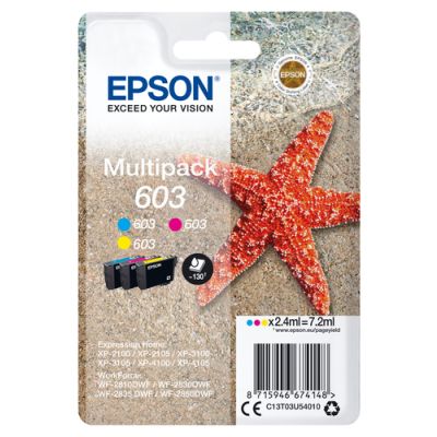 Epson Multipack 3-colours 603 Ink, Normaal rendement, 2,4 ml, 130 pagina's, 1 stuk(s), Multi-verpakk