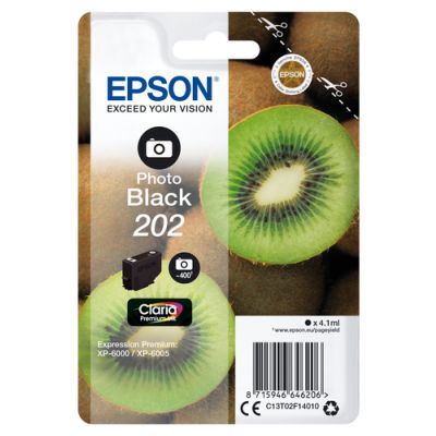Epson Kiwi Singlepack Photo Black 202 Claria Premium Ink, Normaal rendement, Pigmentgebaseerde inkt,