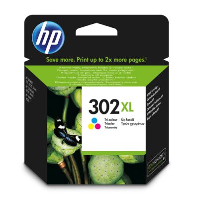 HP 302XL originele high-capacity drie-kleuren inktcartridge, Hoog (XL) rendement, Pigmentgebaseerde inkt, 8 ml, 300 pagina's, 1 stuk(s)