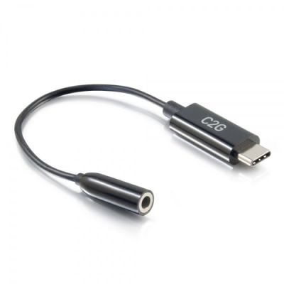 C2G 54426, Zwart, USB-C, 3,5 mm, 0,09 m, Mannelijk, Vrouwelijk