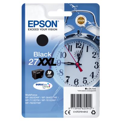 Epson Alarm clock Singlepack Black 27XXL DURABrite Ultra Ink, Extra (Super) hoog rendement, Inkt op