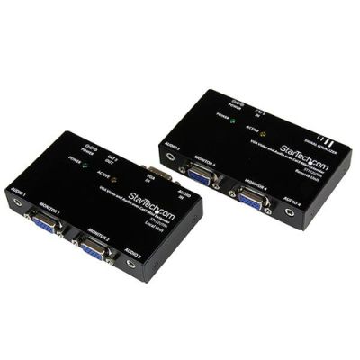 StarTech.com VGA Video Verlenger via Cat5 met Audio, VGA, 2x VGA, 2 x DB15 HD F, 1 x- RJ45 F, 2 x 3.