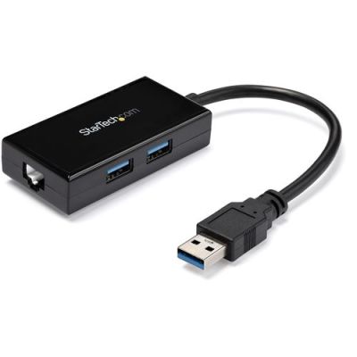 StarTech.com USB 3.0 naar gigabit ethernet netwerk adapter met ingebouwde 2-poorts USB hub, Bedraad,
