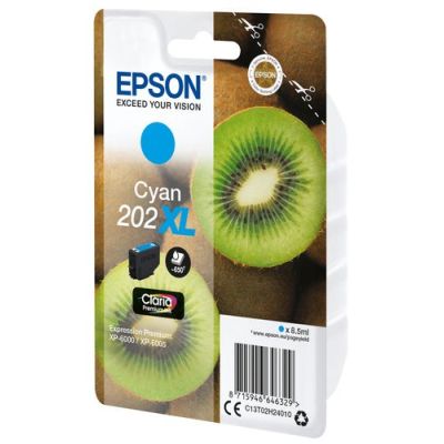 Epson Kiwi Singlepack Cyan 202XL Claria Premium Ink, Hoog (XL) rendement, 8,5 ml, 650 pagina's, 1 st