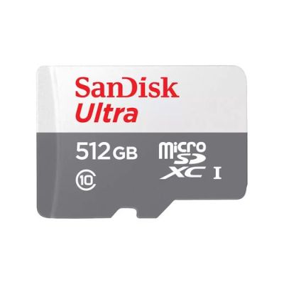 SanDisk Ultra, 512 GB, MicroSDXC, Klasse 10, UHS-I, 100 MB/s, Wit, Grijs