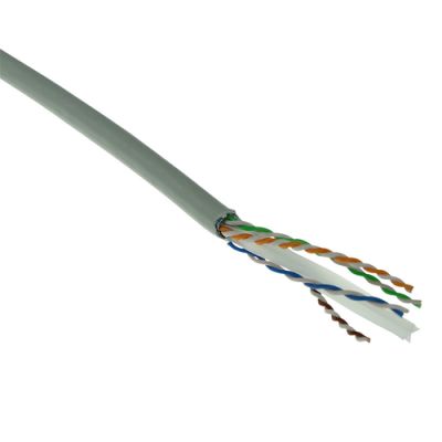 ACT Cat 6 F/UTP massieve installatiekabel, PVC, CPR euroklasse ECA, 24AWG, Grijs 500 meter