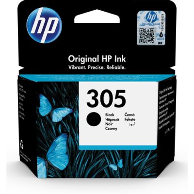 HP 305 originele zwarte inktcartridge, Normaal rendement, Inkt op pigmentbasis, 2 ml, 120 pagina's,