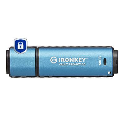 Kingston Technology IronKey Vault Privacy 50, 64 GB, USB Type-A, 3.2 Gen 1 (3.1 Gen 1), 250 MB/s, Do