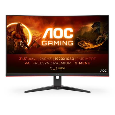 AOC G2 C32G2ZE/BK, 80 cm (31.5"), 1920 x 1080 Pixels, Full HD, LED, 1 ms, Zwart, Rood