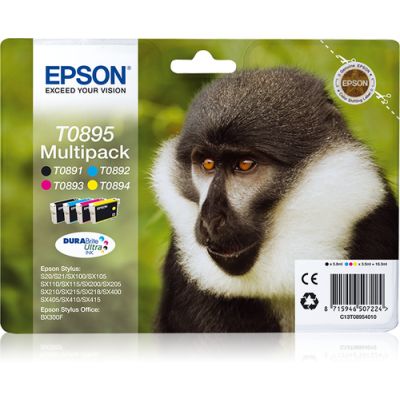 Epson Monkey Multipack 4-colours T0895 DURABrite Ultra Ink, 5,8 ml, 3,5 ml, 1 stuk(s), Multi-verpakk