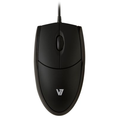V7 MV3000010-BLK-5E, Ambidextrous, Optisch, USB Type-A, 1000 DPI, Zwart