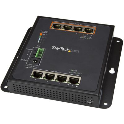 StarTech.com 8 poorts (4 PoE+) Gigabit ethernet switch managed wandmonteerbaar met toegang voorzijde